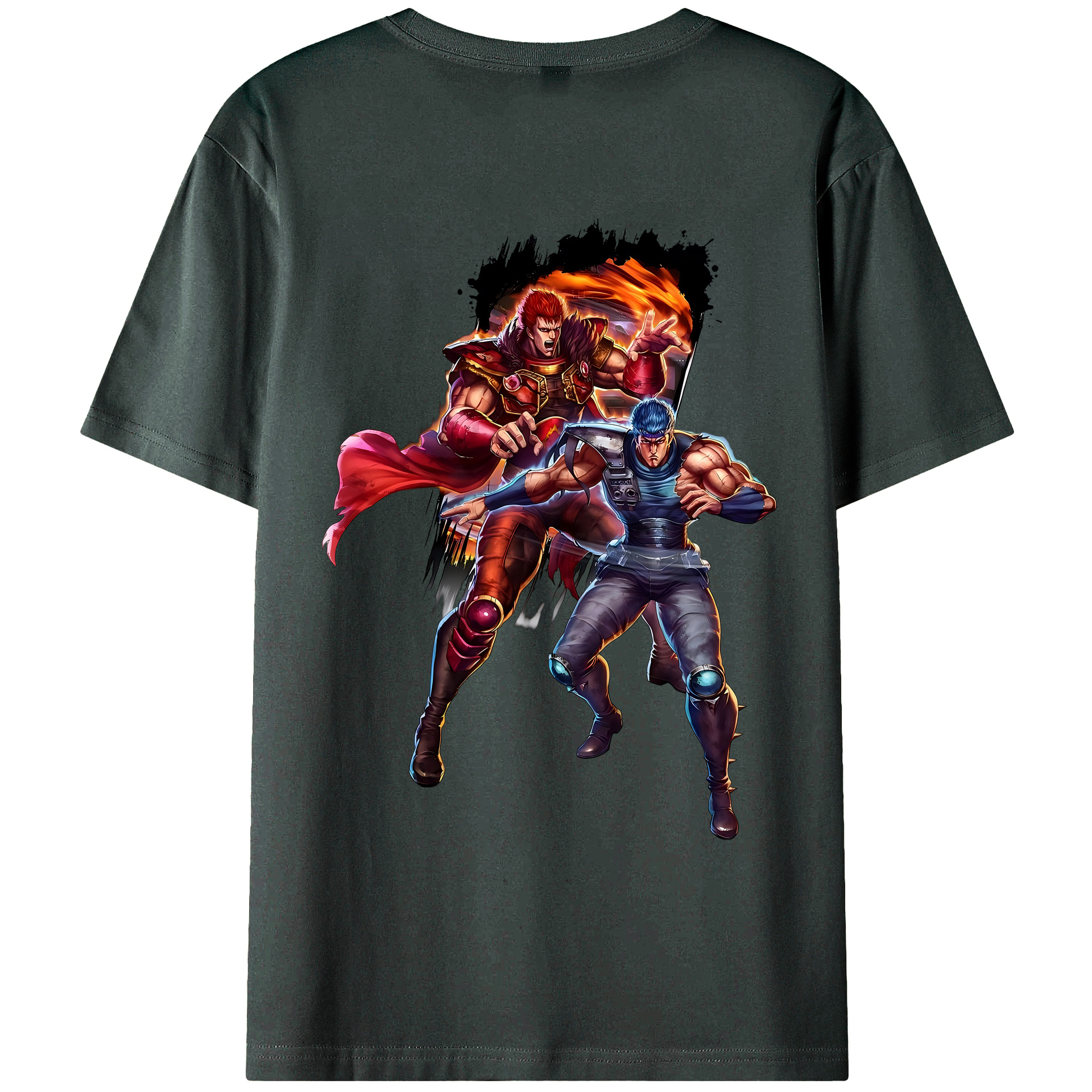 （画像用） 北斗の拳 Fist of the North Star 綿100％ メンズ半袖Tシャツ（バックプリント） 通気性